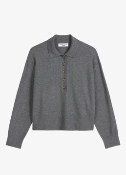 Marc O'Polo Denim Dames Fijngebreide trui in katoenblend in de kleur Grijs