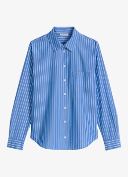 Marc O'Polo Denim Dames Blouse met streepprint en borstzak in de kleur Blauw