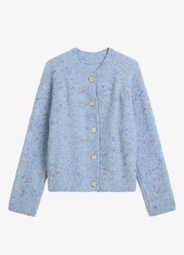 Marc O'Polo Denim Dames Grofgebreid vest met textuur in de kleur Lichtblauw