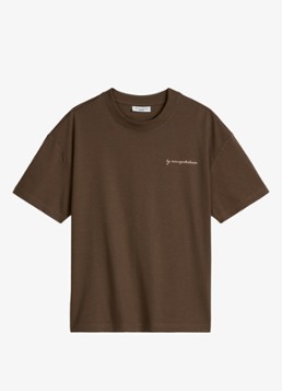Marc O'Polo Denim Dames T-shirt met logo- en backprint in de kleur Bruin