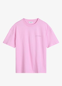Marc O'Polo Denim Dames T-shirt met logo- en backprint in de kleur Pale Bubblegum/8205