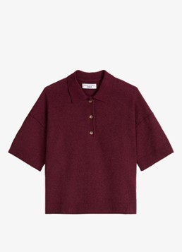 Marc O'Polo Denim Dames Fijngebreide trui met polokraag in de kleur Merlot Red/6932