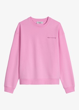 Marc O'Polo Denim Dames Sweater met logo- en backprint in de kleur Pale Bubblegum/8205