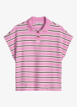 Marc O'Polo Denim Dames Polo met streepprint in de kleur Light Pink/8375
