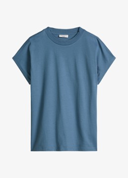 Marc O'Polo Denim Dames T-shirt met ronde hals in de kleur Medium Blue 4671-4671 / Blauw