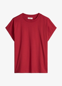 Marc O'Polo Denim Dames T-shirt met ronde hals in de kleur Vivid Cherry-6882 / Rood