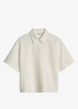 Marc O'Polo Denim Dames Blouse in linnenblend in de kleur Silky White-1183 / Wit