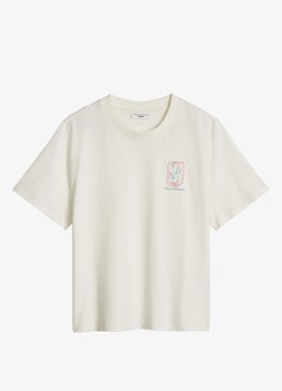 Marc O'Polo Denim Dames T-shirt met logo in de kleur Silky White-1183 / Wit
