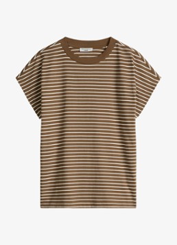 Marc O'Polo Denim Dames T-shirt met streepprint in de kleur Bruin