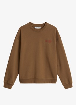 Marc O'Polo Denim Dames Sweater met front- en backprint in de kleur Umbra Brown-1624 / Bruin