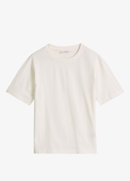 Marc O'Polo Denim Dames T-shirt met ronde hals in de kleur Silky White-1183 / Wit