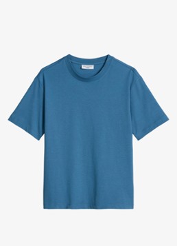 Marc O'Polo Denim Dames T-shirt met ronde hals in de kleur Medium Blue 4671-4671 / Blauw