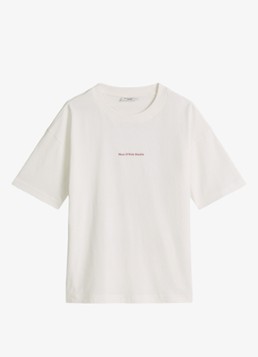 Marc O'Polo Denim Dames T-shirt met logo- en backprint in de kleur Donkerrood