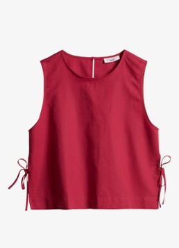 Marc O'Polo Denim Dames Top met gestrikt detail in de kleur Kersenrood