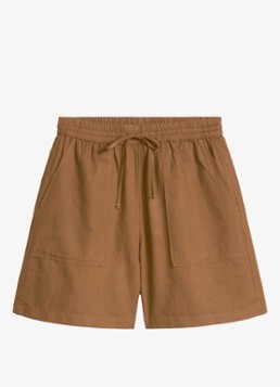 Marc O'Polo Denim Dames High waist wide fit korte broek met steekzakken in de kleur Umbra Brown-1624 / Bruin
