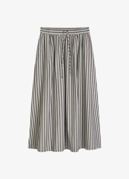 Marc O'Polo Denim Dames Midi rok van katoen met streepprint en elastische band in de kleur Dark Brown Multi 02-1544 / Bruin