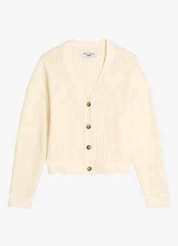 Marc O'Polo Denim Dames Grofgebreid vest in katoenblend in de kleur Creamy White-1173