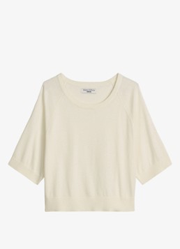 Marc O'Polo Denim Dames Fijngebreide trui met vleermuis mouw in de kleur Creamy White-1173 / Wit