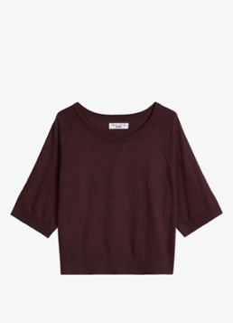 Marc O'Polo Denim Dames Fijngebreide trui met vleermuis mouw in de kleur Burnt Aubergine-6929 / Paars