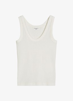 Marc O'Polo Denim Dames Pointelle tank top van katoen in de kleur Silky White-1183 / Wit