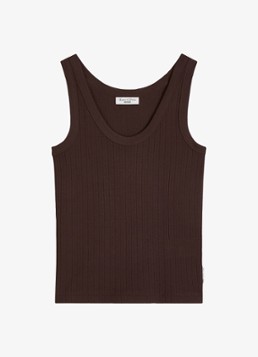 Marc O'Polo Denim Dames Pointelle tank top van katoen in de kleur Burnt Aubergine-6929 / Paars