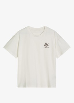 Marc O'Polo Denim Dames T-shirt met logo in de kleur Silky White-1183 / Wit
