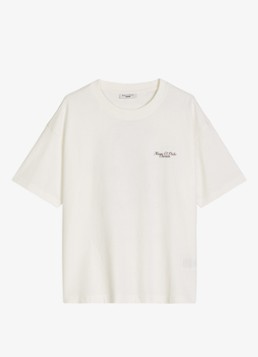 Marc O'Polo Denim Dames T-shirt met logo in de kleur Silky White-1183 / Wit