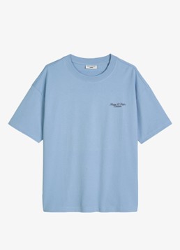 Marc O'Polo Denim Dames T-shirt met logo in de kleur Medium Blue 4840-4840 / Blauw