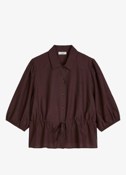 Marc O'Polo Denim Dames Blouse met strikceintuur in de kleur Burnt Aubergine-6929 / Paars