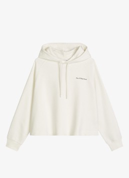 Marc O'Polo Denim Dames Cropped hoodie van katoen met logo- en backprint in de kleur Silky White-1183 / Wit