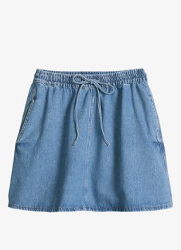 Marc O'Polo Denim Dames Korte spijkerrok met zakken en elastische band in de kleur Medium Blue-4928 / Denim