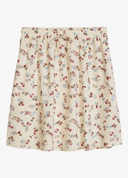 Marc O'Polo Denim Dames Mini rok met print en elastische band in de kleur OffWhite_Multi_01-1257 / Wit