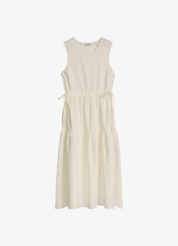 Marc O'Polo Denim Dames Midi jurk met rugdecolleté in de kleur Silky White-1183 / Wit