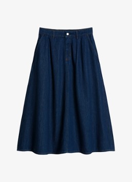 Marc O'Polo Denim Dames Midi rok van denim in de kleur Donkerblauw