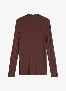 Marc O'Polo Denim Dames Longsleeve met col in de kleur Hazelnootbruin