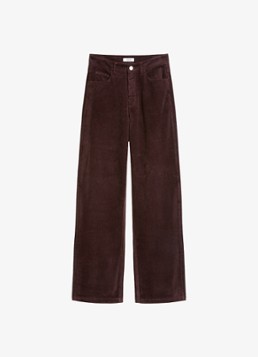 Marc O'Polo Denim Dames High waist straight fit broek van corduroy in de kleur Donkerbruin