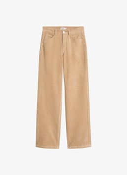 Marc O'Polo Denim Dames High waist straight fit broek van corduroy in de kleur Beige