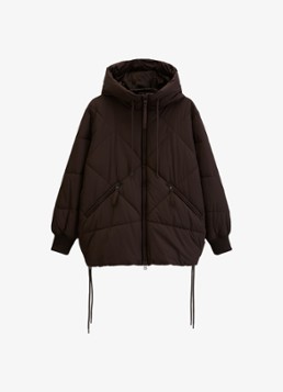 Marc O'Polo Denim Dames Puffer jas met capuchon in de kleur Donkerbruin