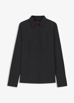 HUGO Dames The Fitted Shirt blouse met stretch in de kleur Zwart