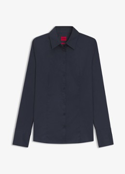 HUGO Dames Blouse met kraag in de kleur Donkerblauw
