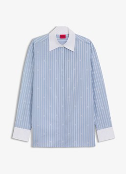 HUGO Dames Oversized blouse met streepprint in de kleur Blauw