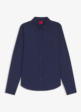 HUGO Dames Blouse van katoen in de kleur Donkerblauw