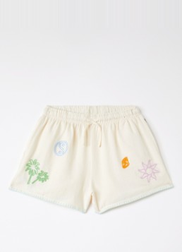 Molo Meisjes Annabella loose fit korte broek met borduring in de kleur Beige, maat: 140