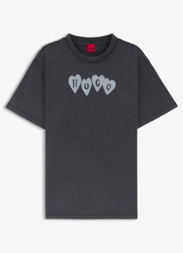 HUGO Dames T-shirt met logo in de kleur Donkergrijs