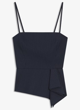 HUGO Dames Top met krijtstrepen en peplum in de kleur Donkerblauw