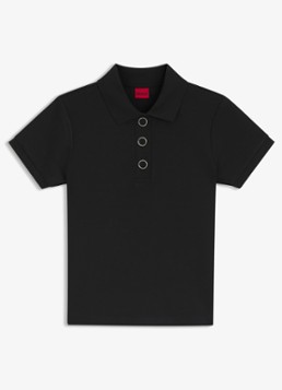 HUGO Dames Slim fit polo met logo in de kleur Zwart