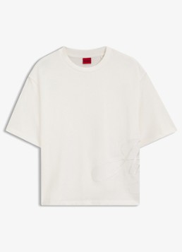 HUGO Dames T-shirt met logoborduring in de kleur Wit