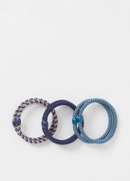 Bon Dep Kknekki gevlochten haarelastiekjes met lurex in 6-pack in de kleur Blauw, maat: 1 SIZE