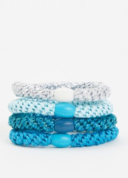 Bon Dep Meisjes Kknekki gevlochten haarelastiekjes met lurex in 4-pack in de kleur Blauw, maat: OS