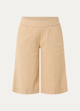 Rosner Studio Dames High waist straight fit korte broek in linnenblend in de kleur Camel